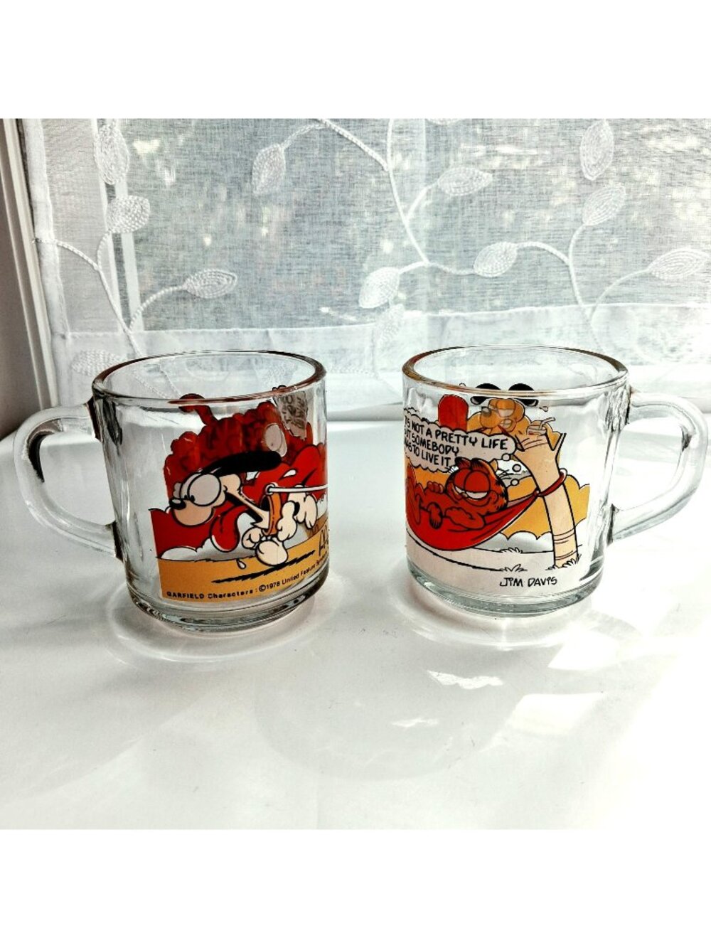 Vintage Garfield Glass Coffee Mugs Jim Davis Odie 1978 McDonald's